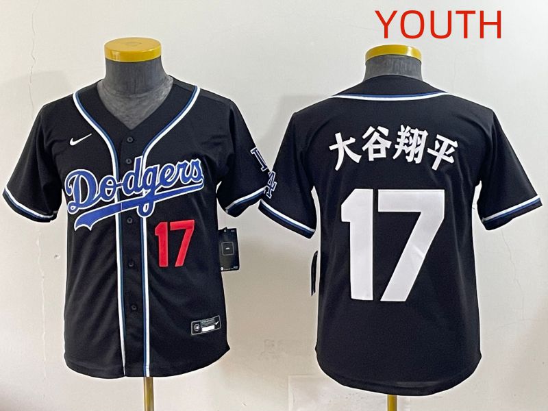 Youth 2025 Los Angeles Dodgers #17 Ohtani Black Three generations Fashion Nike MLB Jersey style 16->youth mlb jersey->Youth Jersey